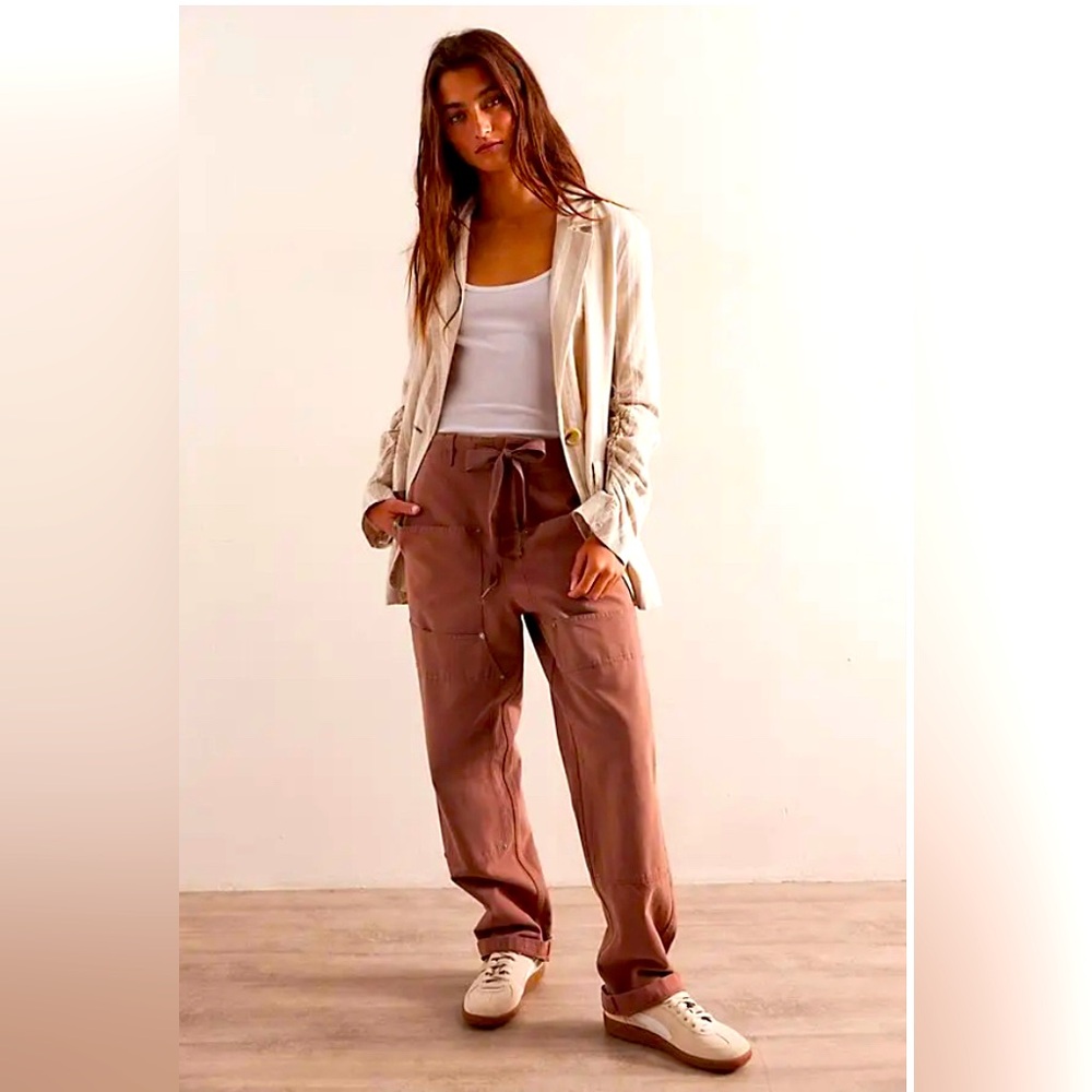 Relaxed Drawstring Utility Pants in Dusty Rose